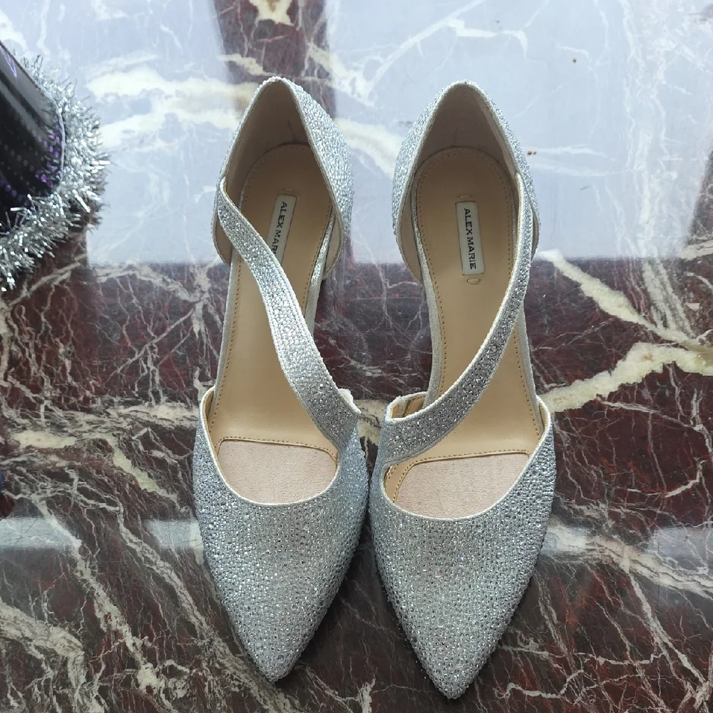 Alex Marie Sparkling Silver Heels - Picture 1 of 6